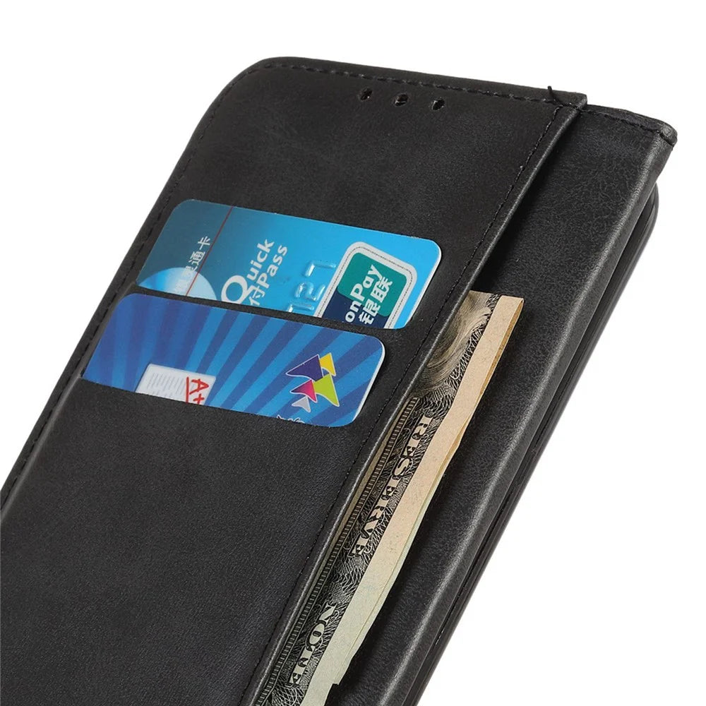 For Samsung Galaxy M35 5G Case Split Leather Flip Wallet Phone Cover - Black - 4