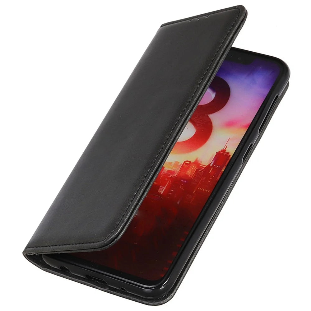 For Samsung Galaxy M35 5G Case Split Leather Flip Wallet Phone Cover - Black - 5