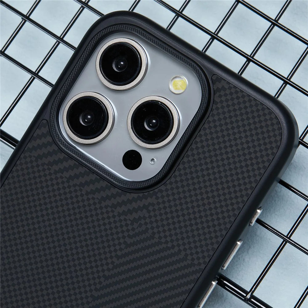X-LEVEL For iPhone 16 Pro Max Case Hard PC Shockproof Phone Cover Carbon Nano-Fiber Texture - Black - 5
