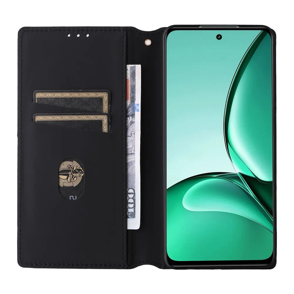 For Realme V60 5G / V60s 5G PU Leather Case Rhombus Imprinted Wallet Stand Phone Cover - Black - 2