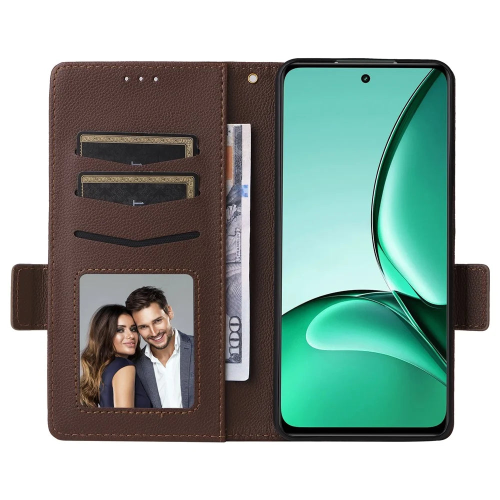 For Realme V60 5G / Realme V60s 5G Case with Wrist Strap Litchi Texture PU Leather Wallet Phone Cover - Brown - 2