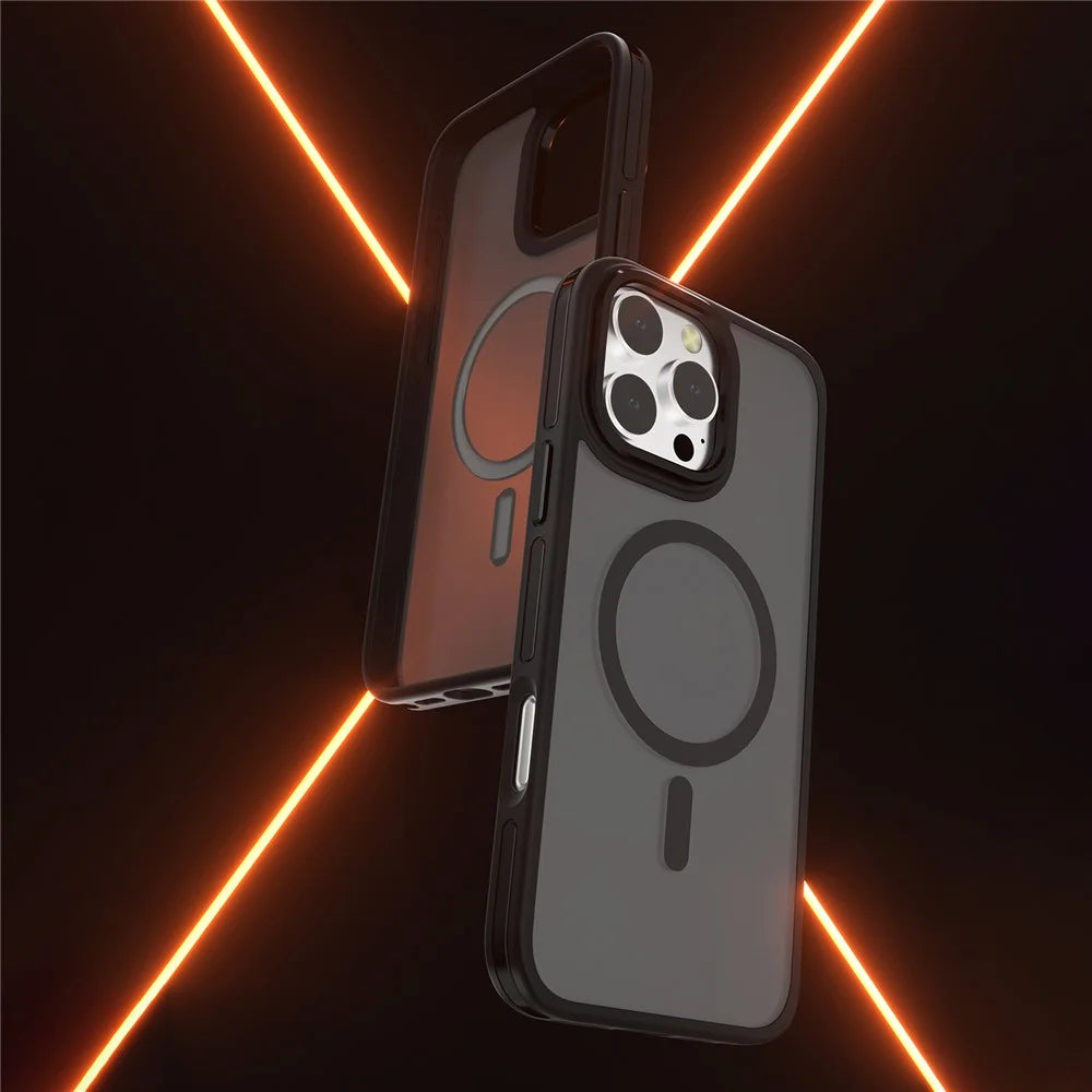 C1 Series For iPhone 14 Pro Magnetic Case Matte TPU+PC Phone Cover Compatible with MagSafe - Black - 2