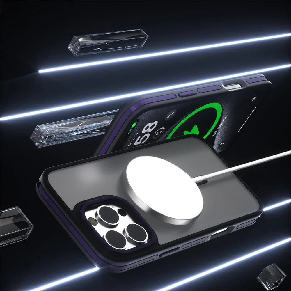 C1 Series For iPhone 14 Pro Magnetic Case Matte TPU+PC Phone Cover Compatible with MagSafe - Black - 3