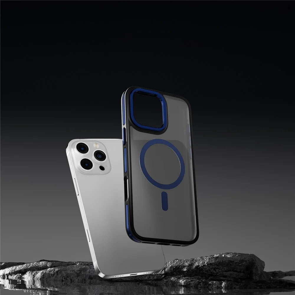 C1 Series For iPhone 14 Pro Magnetic Case Matte TPU+PC Phone Cover Compatible with MagSafe - Black - 4
