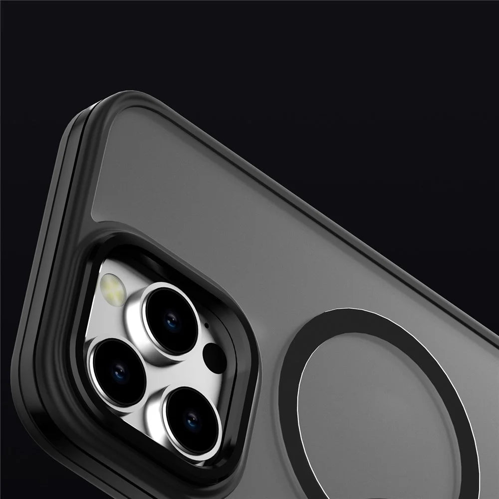 C1 Series For iPhone 14 Pro Magnetic Case Matte TPU+PC Phone Cover Compatible with MagSafe - Black - 6