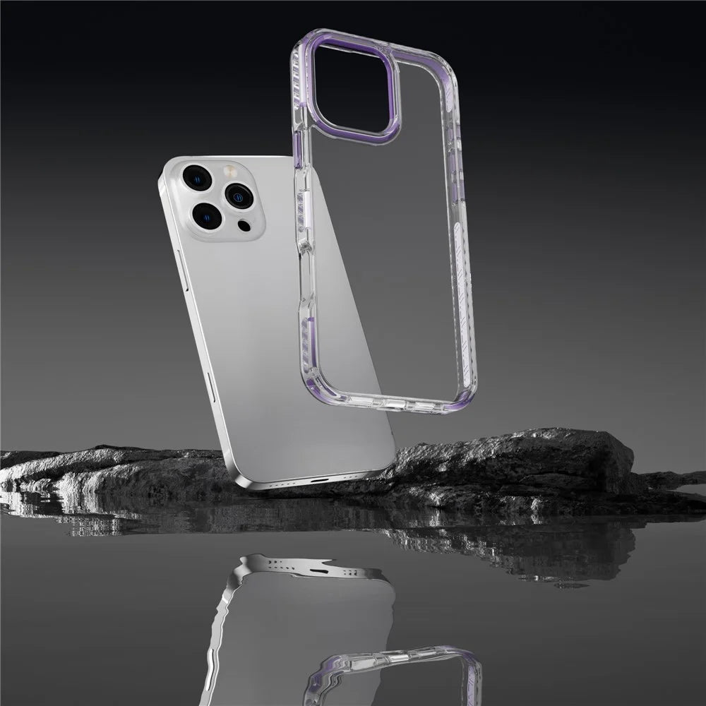 For iPhone 15 Pro Clear Phone Case PC+TPU Shell Anti-Scratch Phone Cover - Pink - 5