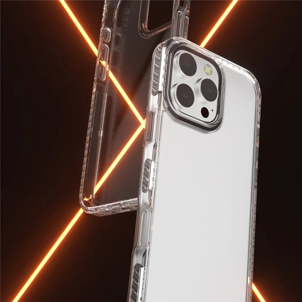 Anti-Scratch Phone Cover for iPhone 15 Pro Max Clear Phone Case PC+TPU Shell - Orange - 3