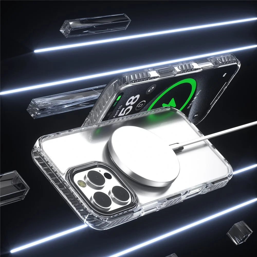 For iPhone 13 Pro Clear Phone Case PC+TPU Shell Compatible with MagSafe Phone Cover - Black - 3
