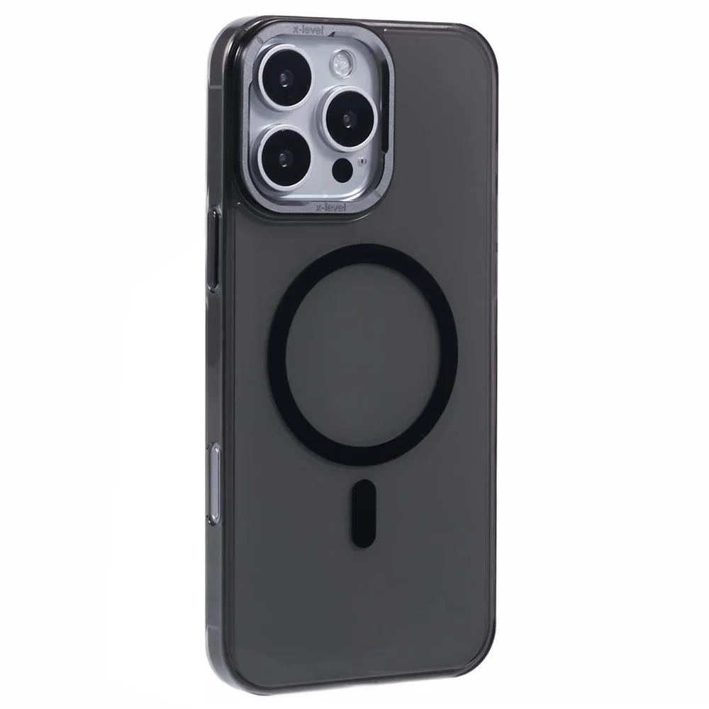 X-LEVEL Clear Series For iPhone 16 Pro Max Case Compatible with MagSafe PC+Glass Phone Cover - Transparent Black - 1