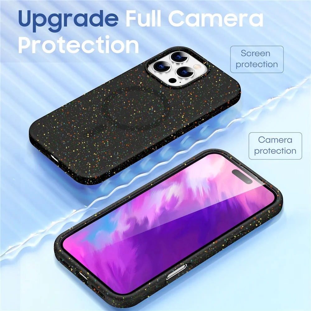 For iPhone 16 Pro Case Colorful Dot Hard PC Matte Phone Cover Compatible with MagSafe - Black - 2