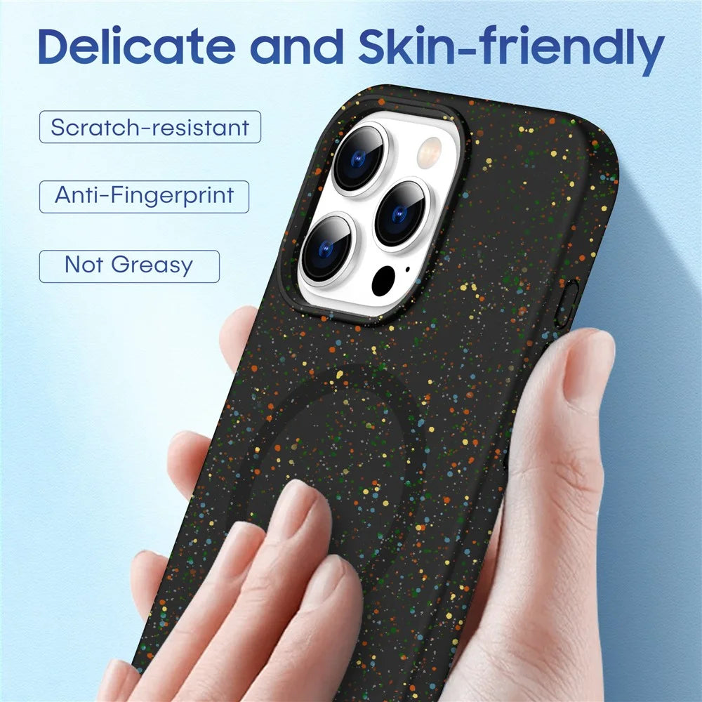 For iPhone 16 Pro Case Colorful Dot Hard PC Matte Phone Cover Compatible with MagSafe - Black - 4