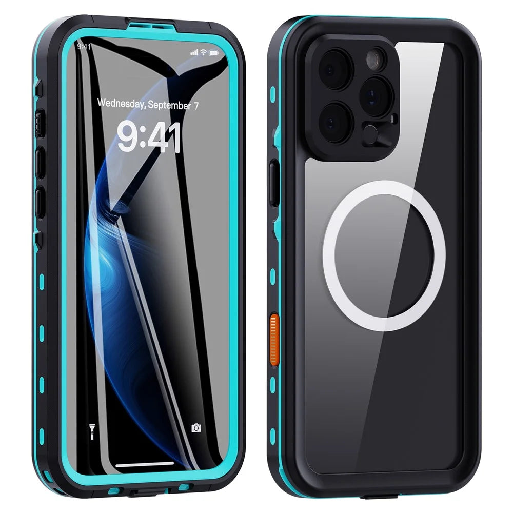 REDPEPPER Dot+ Series For iPhone 16 Pro Case Compatible with MagSafe IP68 Waterproof Clear Phone Cover - Blue - 2