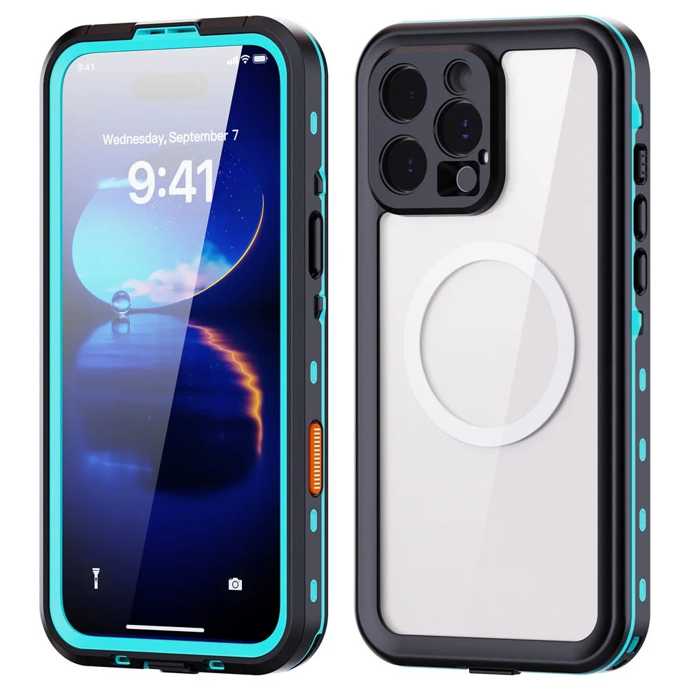 REDPEPPER Dot+ Series For iPhone 16 Pro Max Phone Case Compatible with MagSafe IP68 Waterproof Clear Phone Cover - Blue - 2