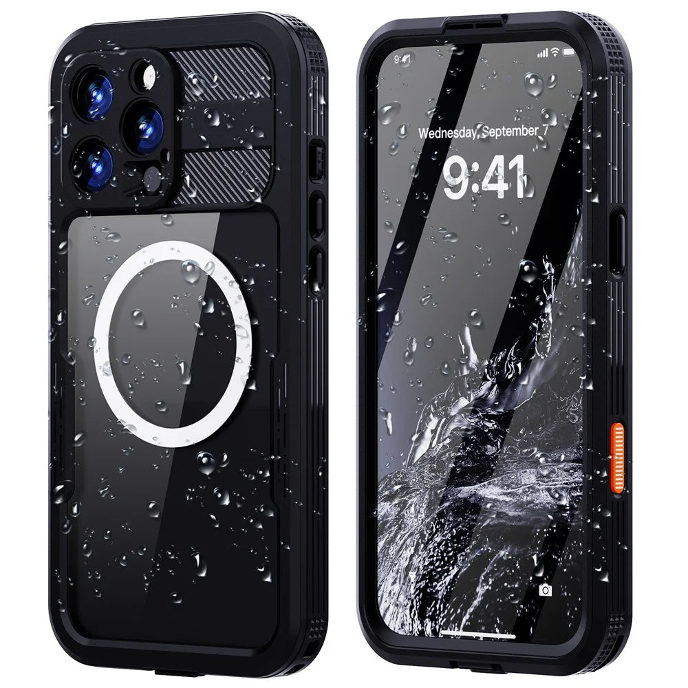 REDPEPPER For iPhone 16 Pro Max Case Compatible with MagSafe IP68 Waterproof Clear Phone Cover - Black - 1