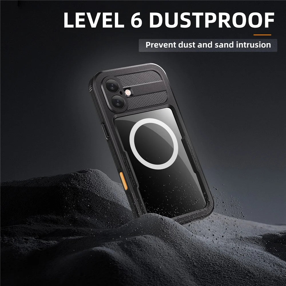 REDPEPPER For iPhone 16 Plus Case Compatible with MagSafe IP68 Waterproof Clear Phone Cover - Black - 7