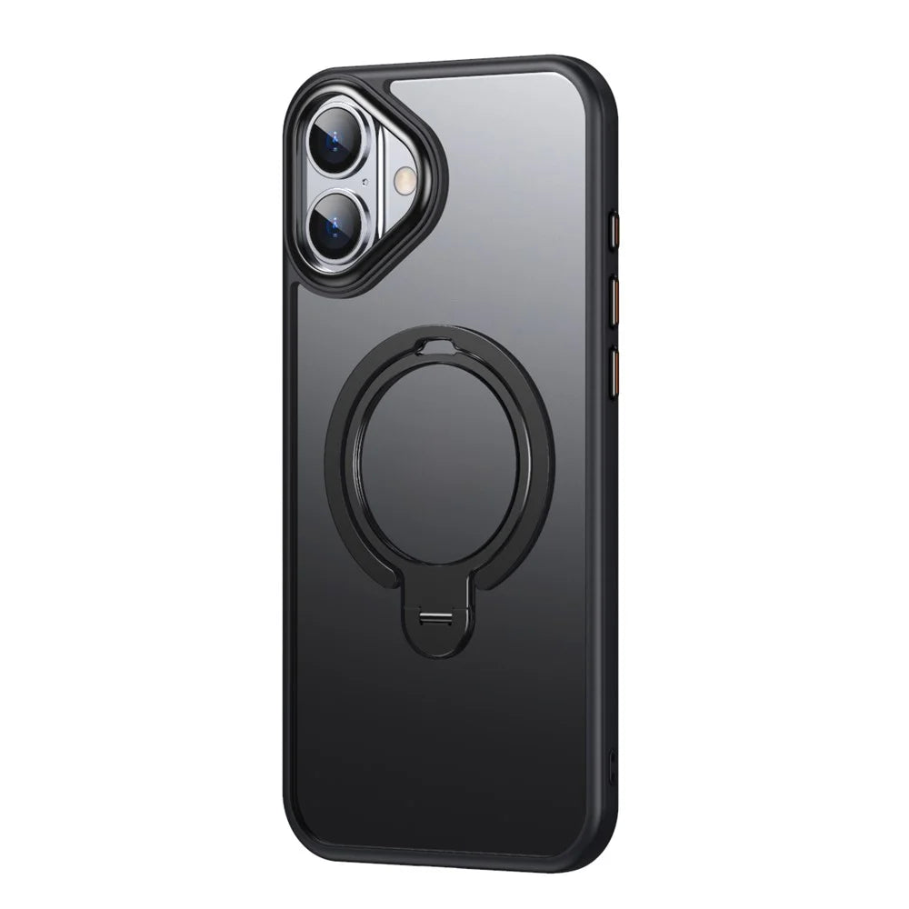 For iPhone 16 Plus Phone Case Kickstand Matte Back Cover Compatible with MagSafe - Black - 2