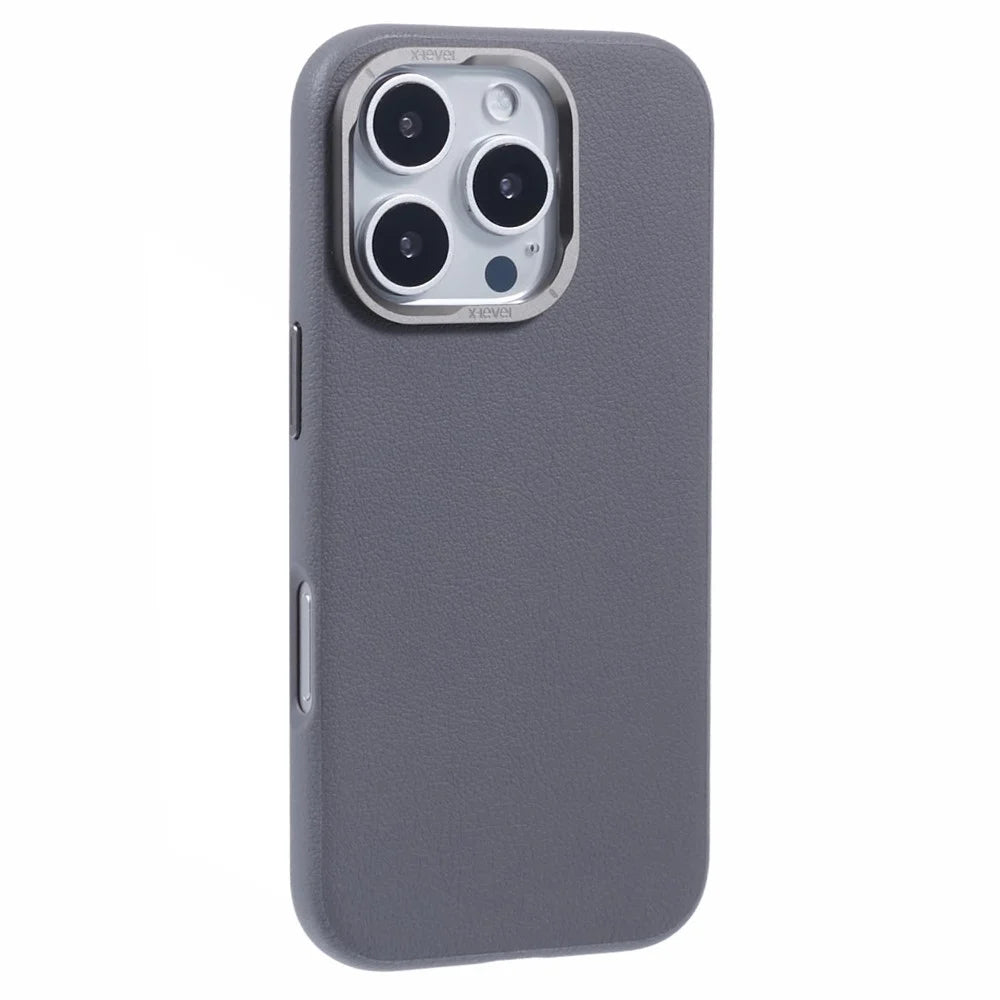 X-LEVEL For iPhone 16 Pro Max Case Compatible with MagSafe PU Leather Non-Slip Back Cover - Grey - 1