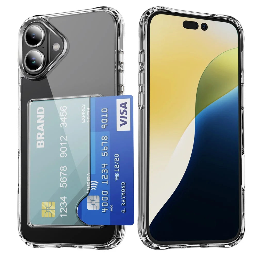 For iPhone 16 Shockproof Case TPU Phone Cover with Card Holder - 1