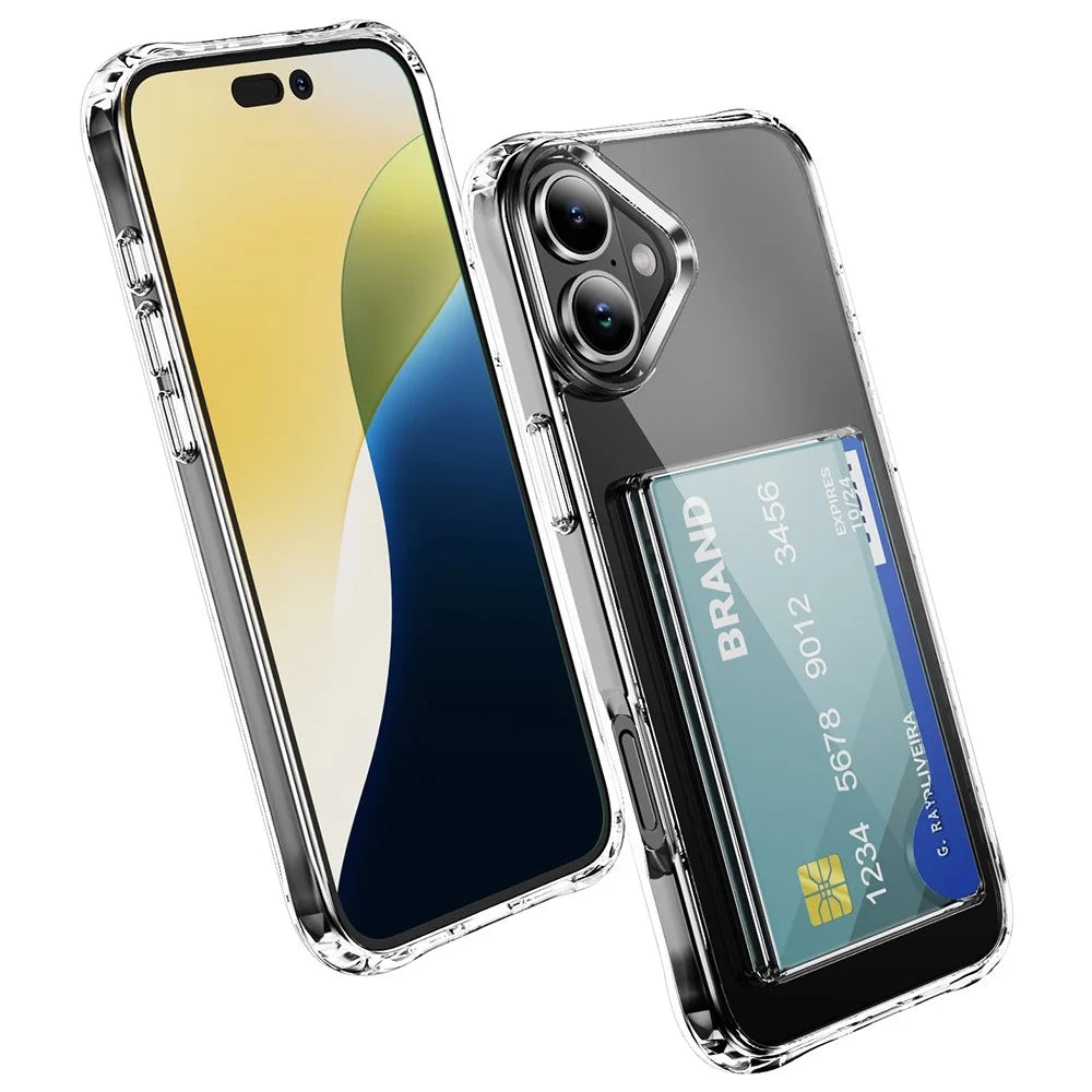 For iPhone 16 Shockproof Case TPU Phone Cover with Card Holder - 2
