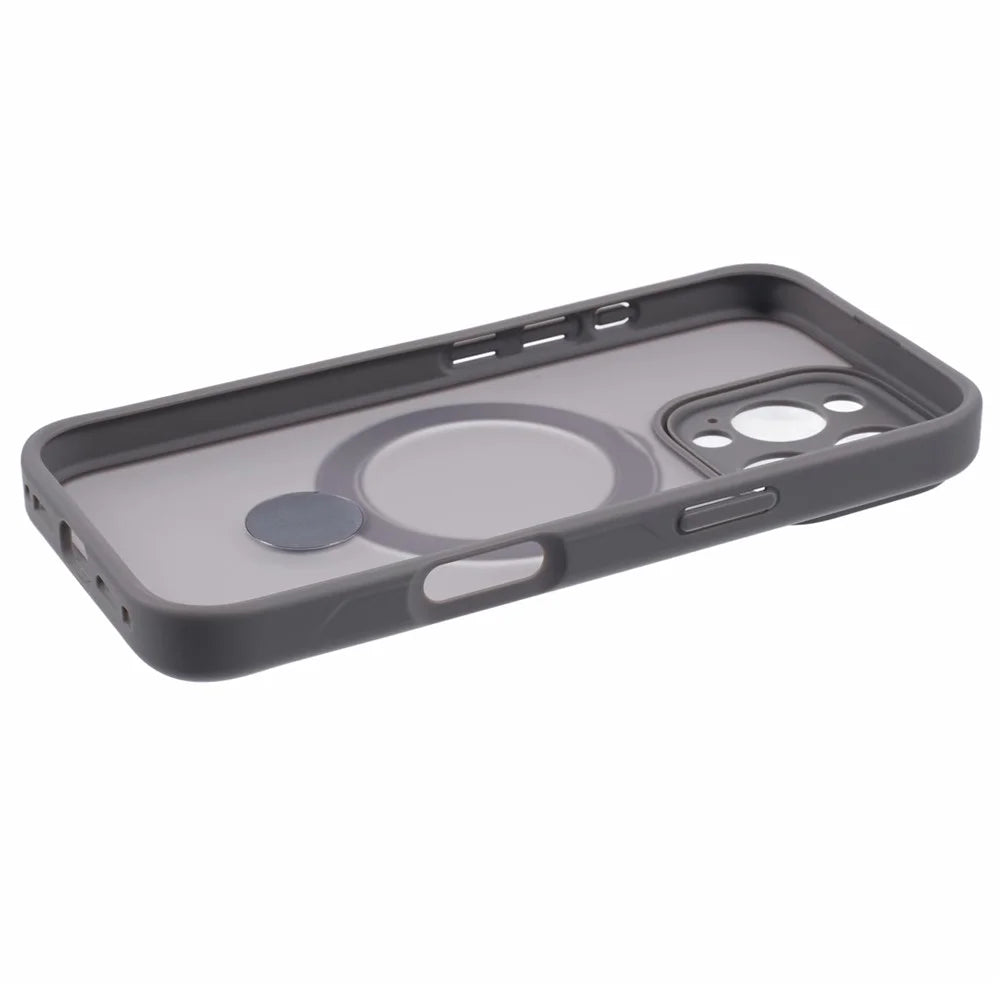 For iPhone 16 Pro Case Compatible with MagSafe Matte TPU+PC Rotary Kickstand Phone Cover - Titanium Grey - 6