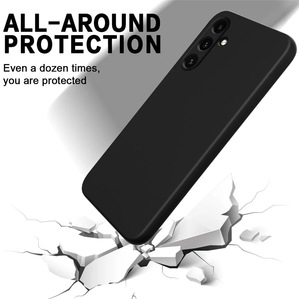 For Samsung Galaxy M35 5G Case Anti-Drop Liquid Silicone Phone Cover with Strap - Black - 2