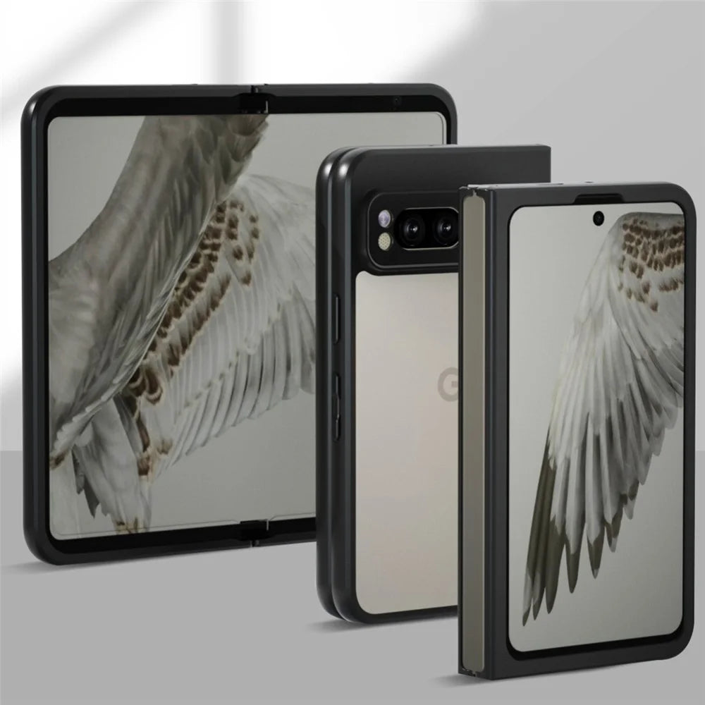 IBMRS For Google Pixel Fold Case TPU + PC Dual Layer Shockproof Phone Cover - Transparent Black - 2