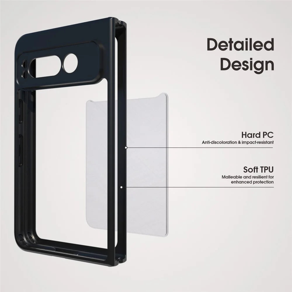 IBMRS For Google Pixel Fold Case TPU + PC Dual Layer Shockproof Phone Cover - Transparent Black - 3