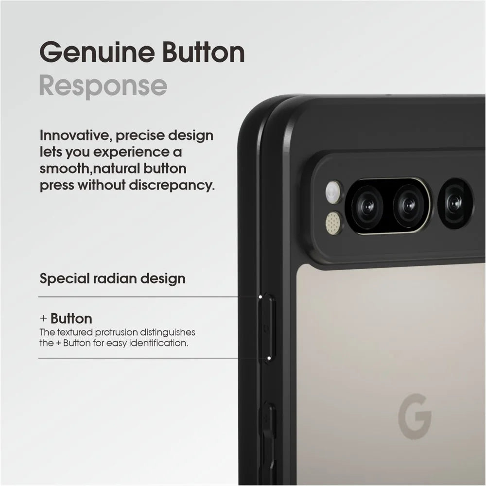 IBMRS For Google Pixel Fold Case TPU + PC Dual Layer Shockproof Phone Cover - Transparent Black - 5