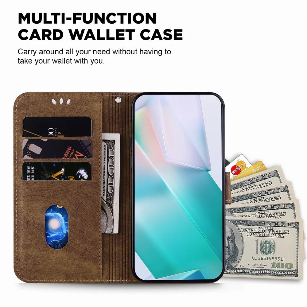 For Samsung Galaxy A06 4G Wallet Case Tiger Imprint Leather Shockproof Phone Cover - Brown - 3