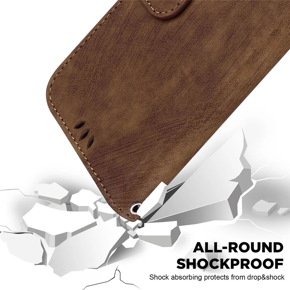 For Samsung Galaxy A06 4G Wallet Case Tiger Imprint Leather Shockproof Phone Cover - Brown - 6