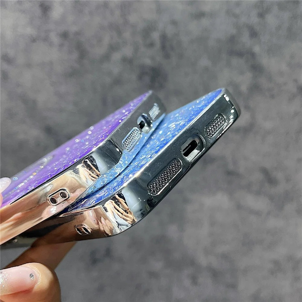 For iPhone 13 Pro Magnetic Case Protective TPU + PC Glitter Sparkly Phone Cover - Purple - 5