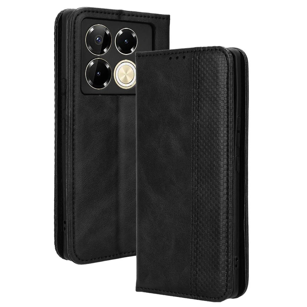 For Infinix Note 40 5G X6852 Wallet Case Magnetic Closing Leather Phone Cover - Black - 1