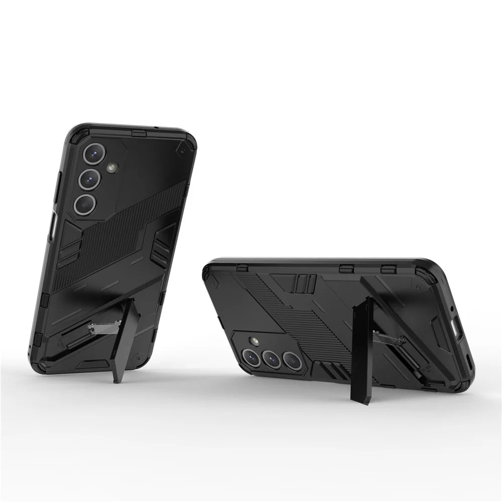 For Samsung Galaxy M35 5G Case PC+TPU Shockproof Phone Cover with Kickstand - Black - 2