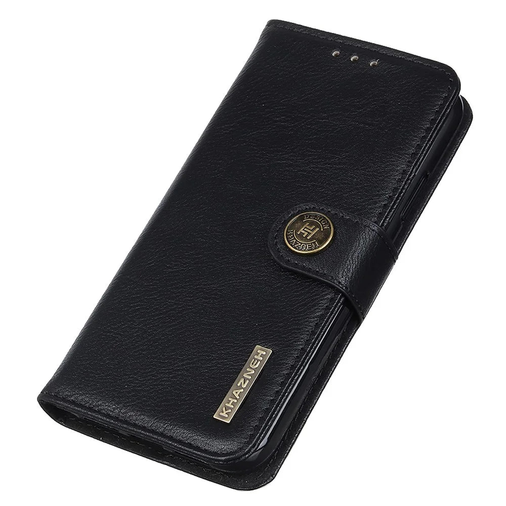 KHAZNEH For Samsung Galaxy M35 5G Wallet Case Cowhide Texture Leather Flip Phone Cover - Black - 4