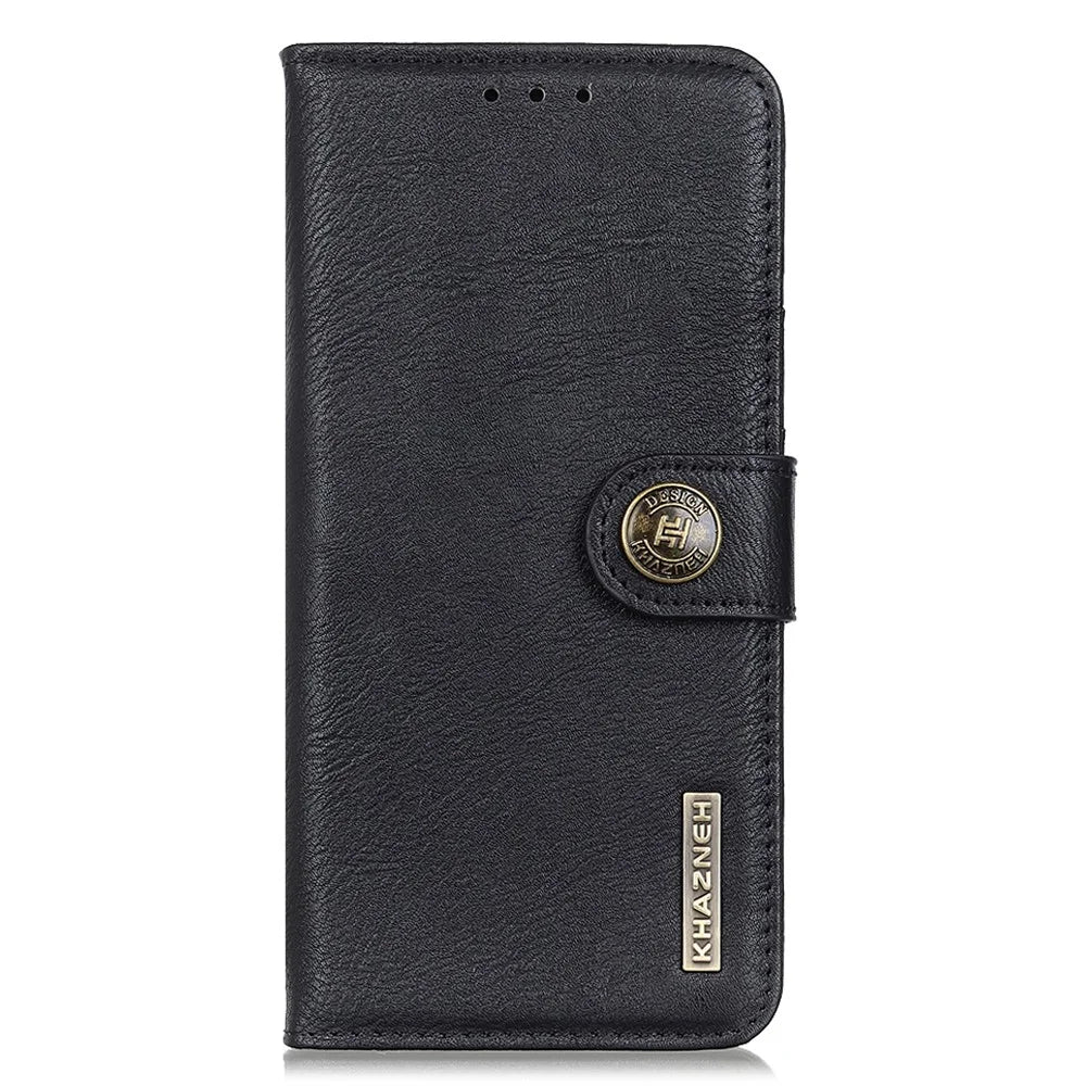 KHAZNEH For Samsung Galaxy M35 5G Wallet Case Cowhide Texture Leather Flip Phone Cover - Black - 7