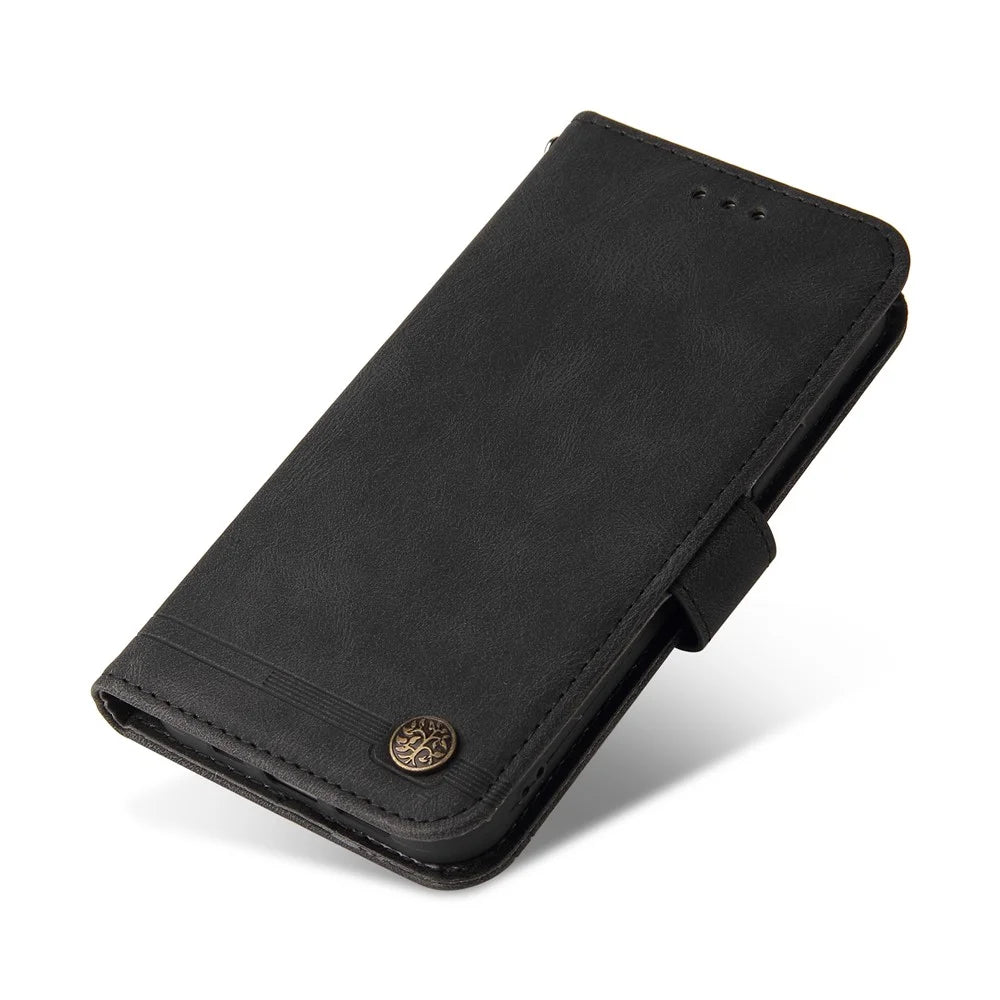 For Samsung Galaxy A18 5G / A18 4G / A17 5G / A17 4G / A26 5G / A16 5G / A16 4G Leather Wallet Cases Skin Touch Phone Cover Stand with Strap - Black - 5