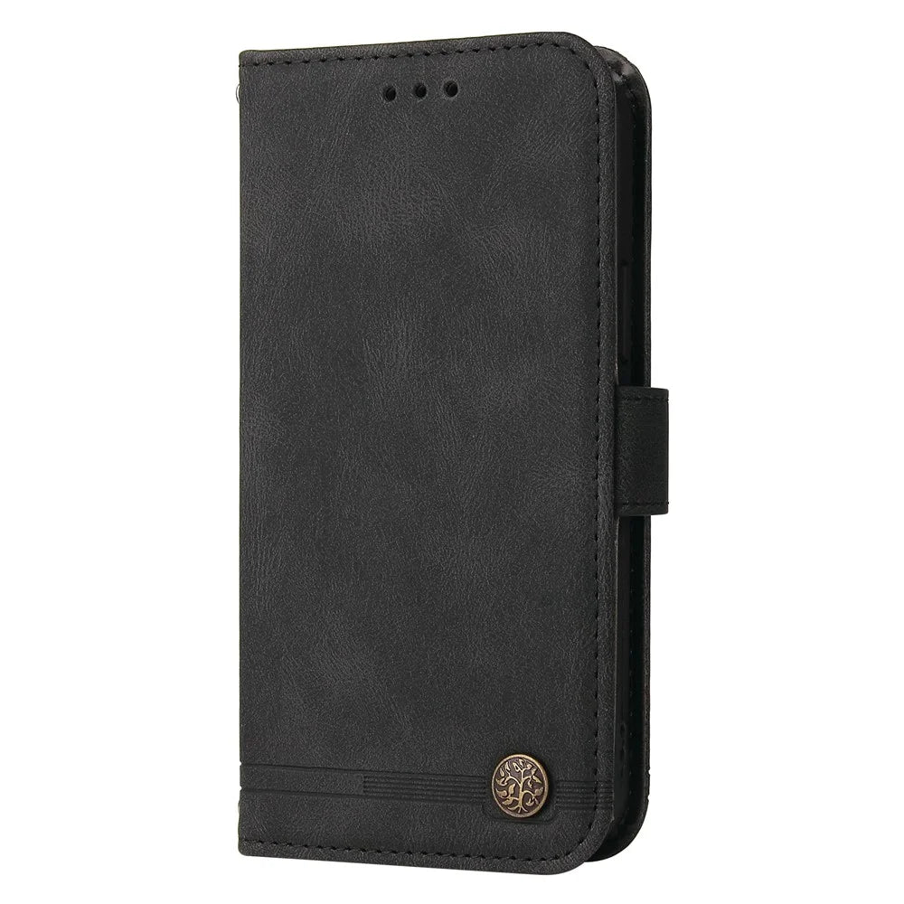 For Samsung Galaxy A18 5G / A18 4G / A17 5G / A17 4G / A26 5G / A16 5G / A16 4G Leather Wallet Cases Skin Touch Phone Cover Stand with Strap - Black - 7