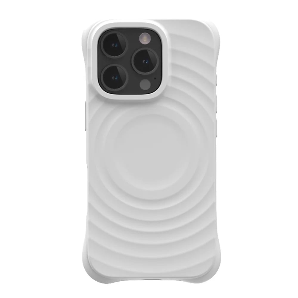 For iPhone 16 Pro Case Compatible with MagSafe PC+Liquid Silicone Phone Cover Ripple Texture - White - 2