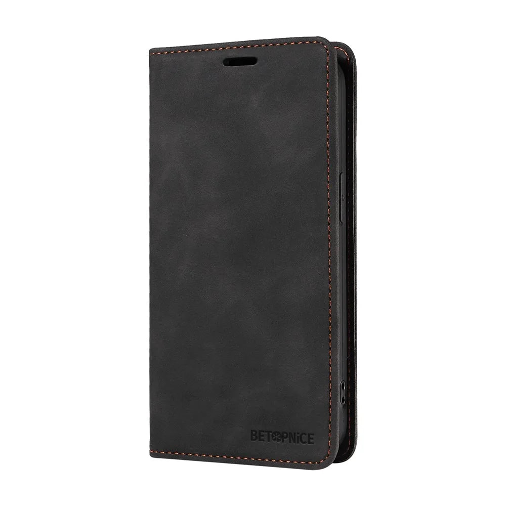 BETOPNICE 003 For Samsung Galaxy A18 5G / A18 4G / A17 5G / A17 4G / A26 5G / A16 5G / A16 4G Stand Case Anti-Scratch Leather Wallet Phone Cover - Black - 7