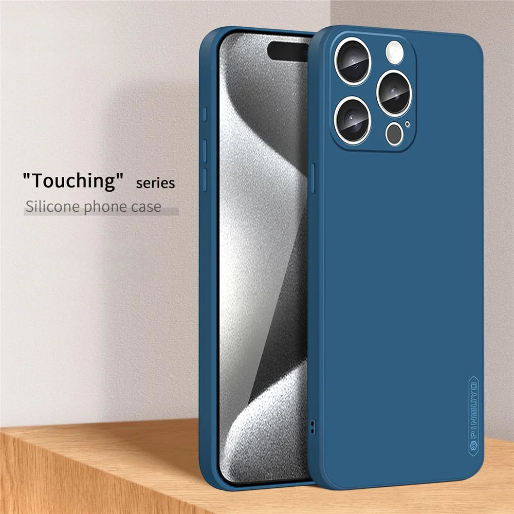 PINWUYO JK Touching Series For iPhone 16 Pro Case Silky Touch Soft TPU Phone Back Cover - Navy Blue - 2