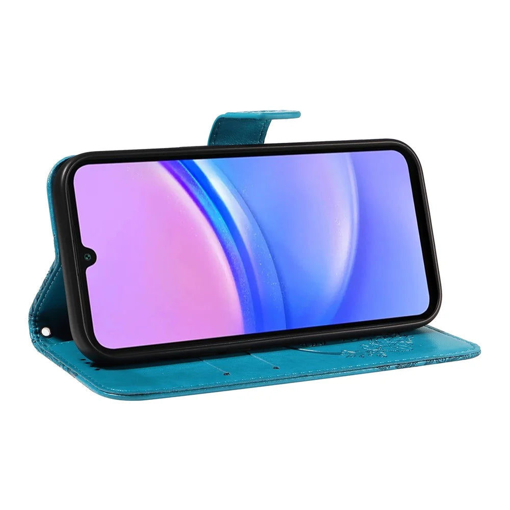 For Samsung Galaxy A18 5G / A17 5G / A17 4G / A26 5G / A16 5G / A16 4G Case Butterfly Pattern Leather Wallet Flip Phone Cover - Blue - 3
