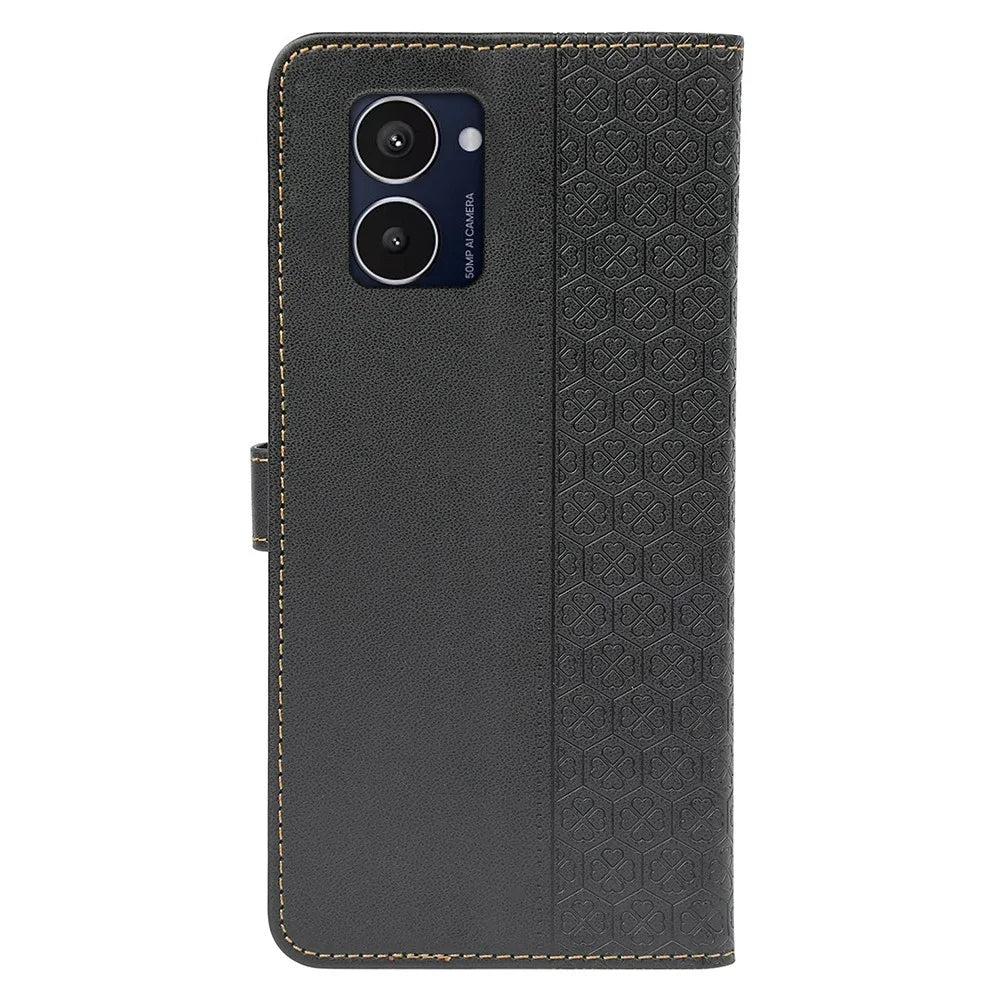 For HMD Pulse Pro  /  Pulse+  /  Pulse Case Magnetic Clasp Four-Leaf Clover Leather Phone Cover - Black - 6