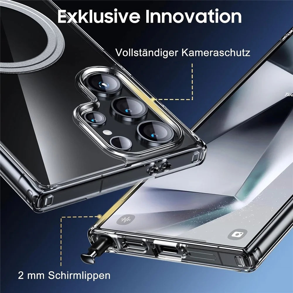 For Samsung Galaxy S24 Ultra Case Magnetic TPU+PC Transparent Anti-Drop Phone Cover - 5