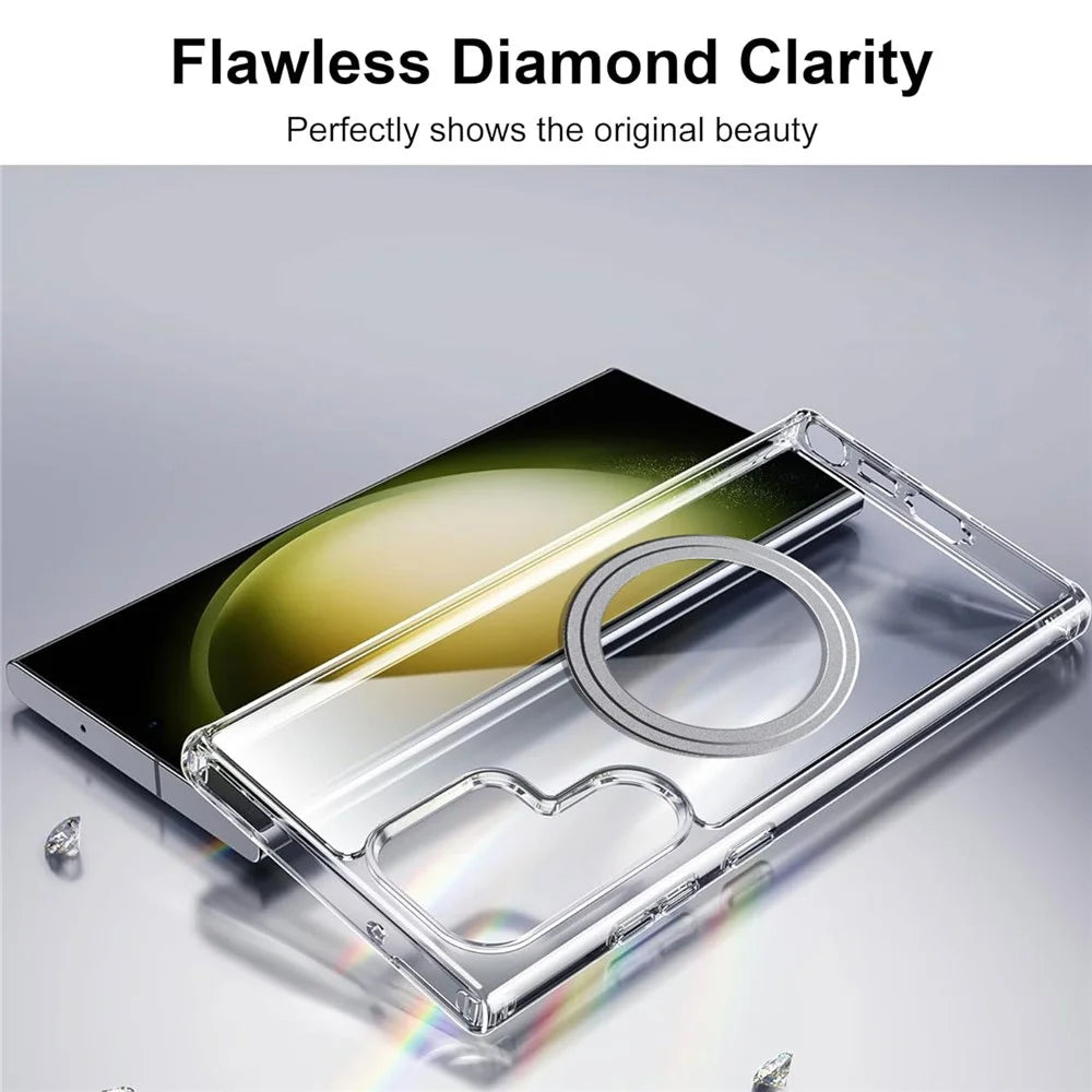 For Samsung Galaxy S24 Ultra Case Magnetic TPU+PC Transparent Anti-Drop Phone Cover - 7