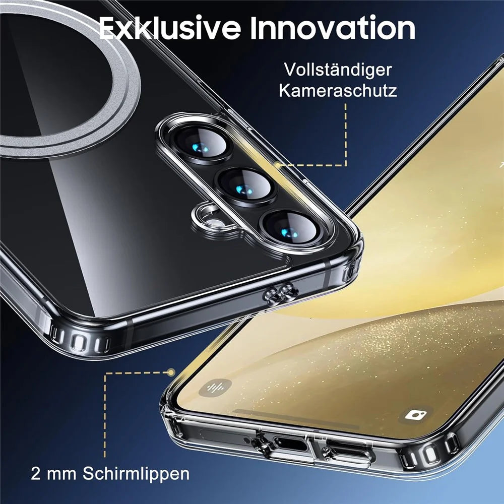 For Samsung Galaxy S24+ Case Magnetic TPU+PC Transparent Anti-Drop Phone Cover - 5