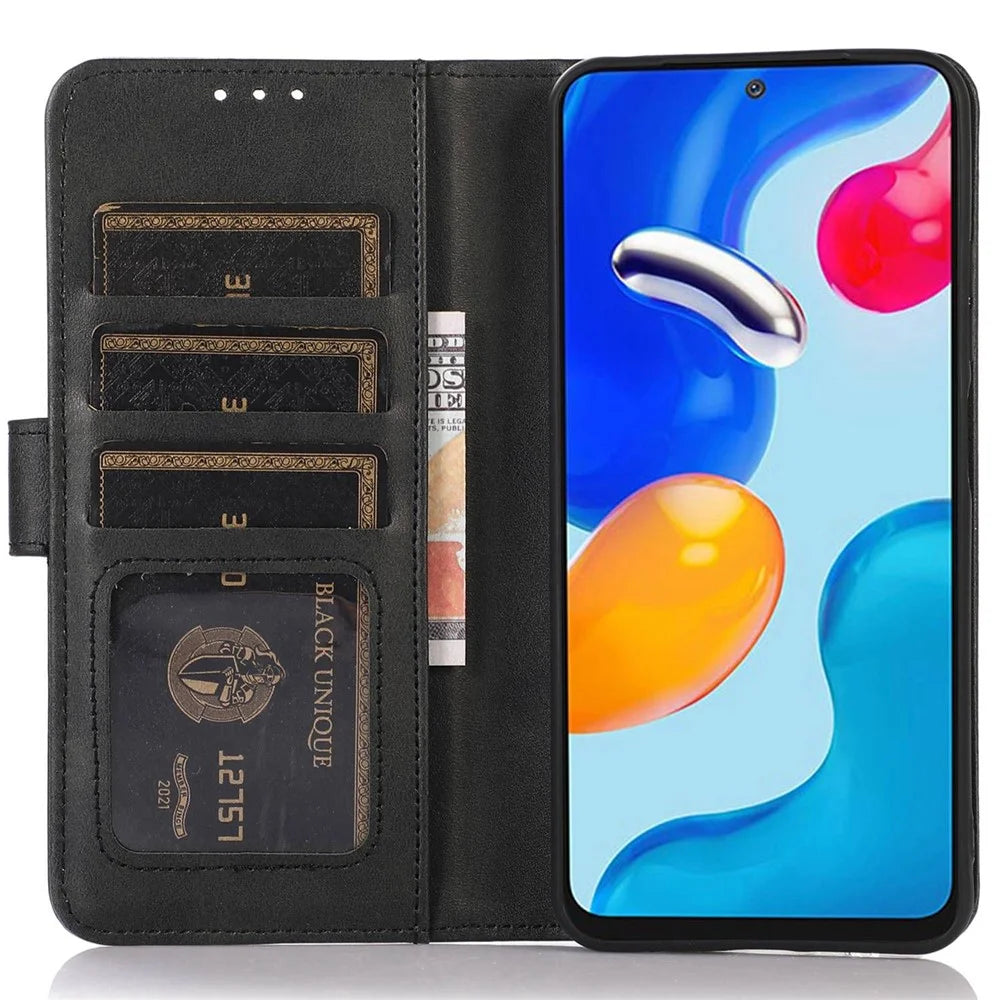 For Samsung Galaxy A06 4G Case Cowhide Texture Leather Wallet Phone Cover with Stand - Black - 2