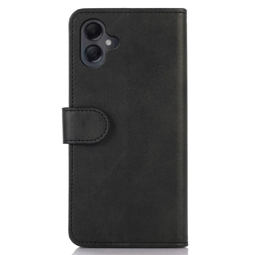 For Samsung Galaxy A06 4G Case Cowhide Texture Leather Wallet Phone Cover with Stand - Black - 7
