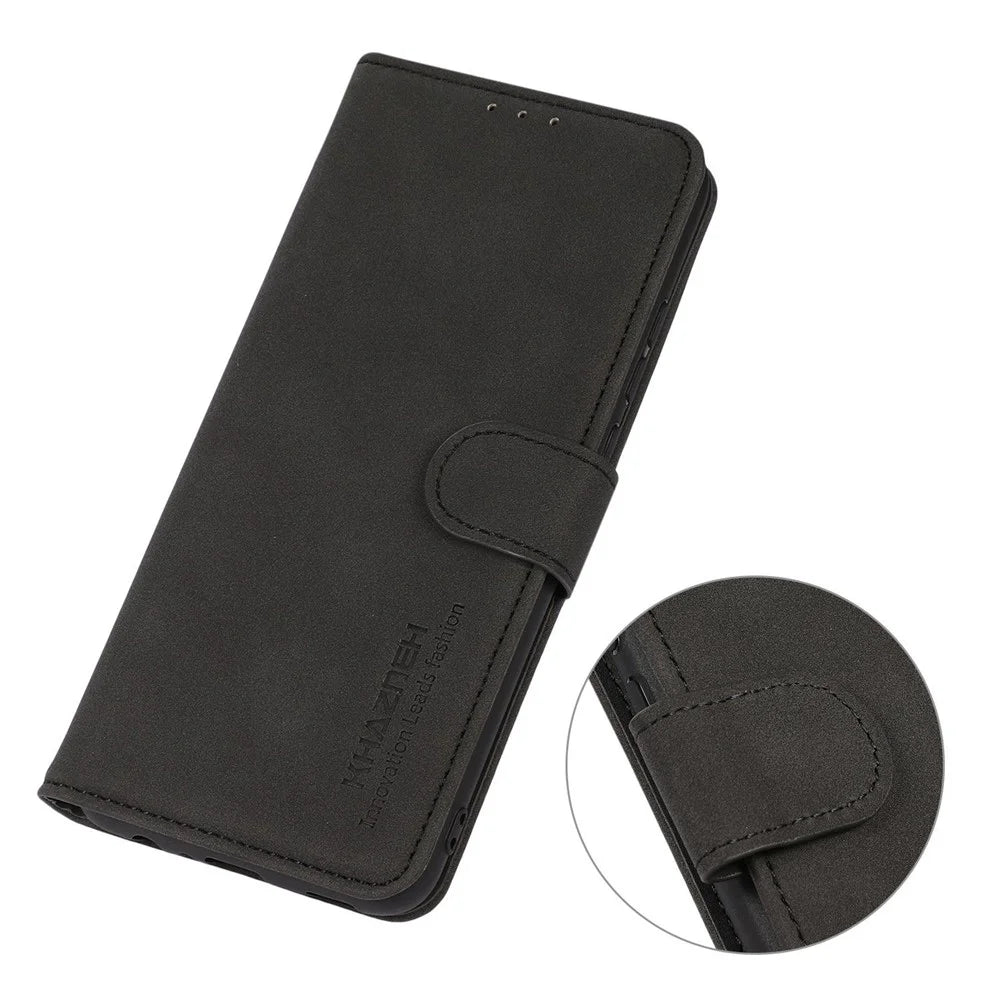 KHAZNEH For Samsung Galaxy A06 4G Stand Case PU Leather Wallet Phone Cover - Black - 5