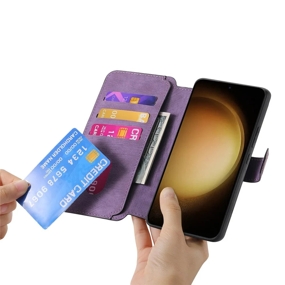 For Samsung Galaxy S23 Magnetic Case CASENEO Detachable Leather Phone Wallet Cover - Purple - 4