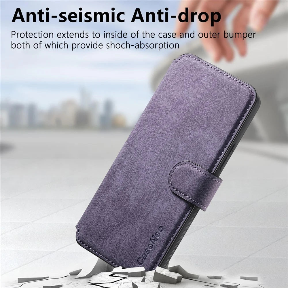 For Samsung Galaxy S23 Magnetic Case CASENEO Detachable Leather Phone Wallet Cover - Purple - 7